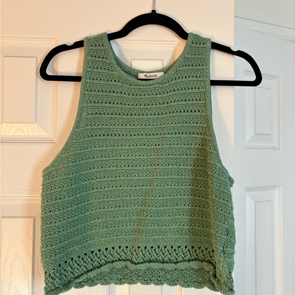Madewell Green Cropped Crochet Tank Top